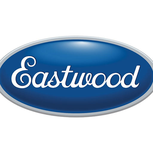 Eastwood logo a dark blue oval features the brands name in white lettering representing the iconic American car dealership