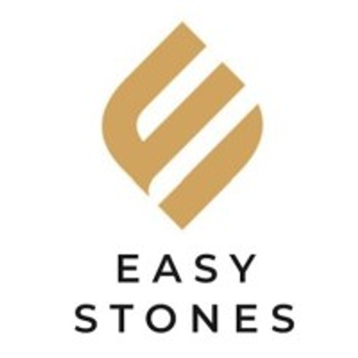 Easy Stones logo featuring a stylized stone graphic with a subtle gradient representing earthy tones
