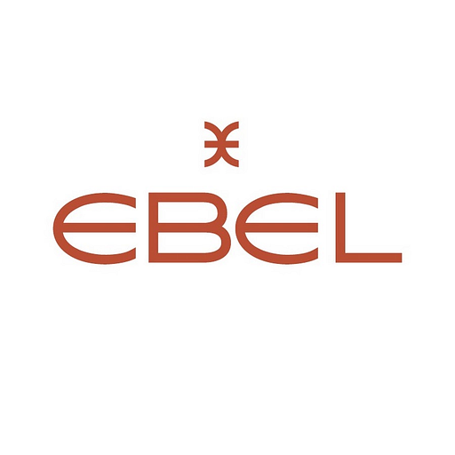 A stylized logo featuring the EbelInc name with a flowing river and city elements suggesting a casual brand image