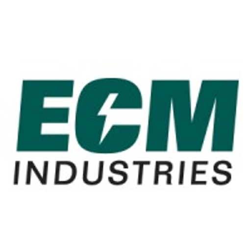 ECM Industries LLC logo displays the company name in a stylized font with a bold color scheme of black and white a