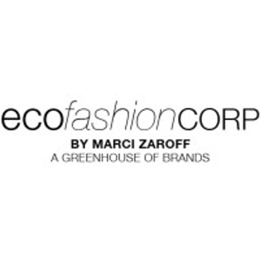 EcoFashion Corp logo features a stylized green leaf design within a circular corporate emblem signifying sustainability and