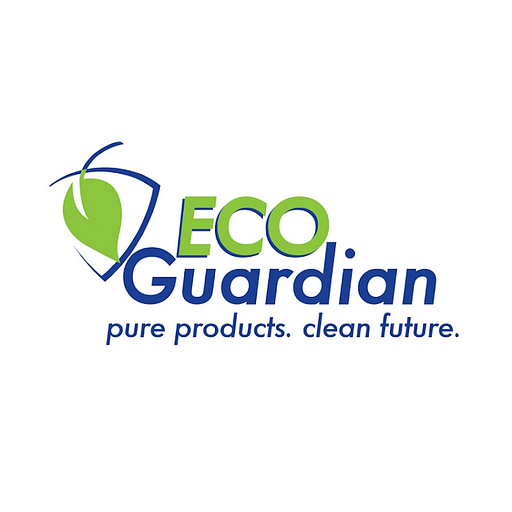 EcoGuardian logo features a stylized green leaf within a shield shape symbolizing protection and environmental focus
