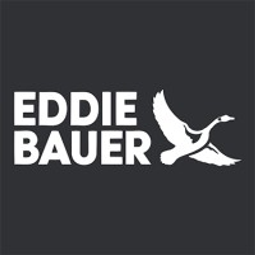Eddie Bauer logo featuring a white swan gracefully soaring against a white background
