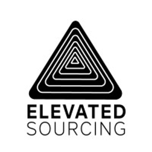 Elevated Sourcing LLC logo features a stylized black triangle with inwardpointing arrows suggesting growth and upward