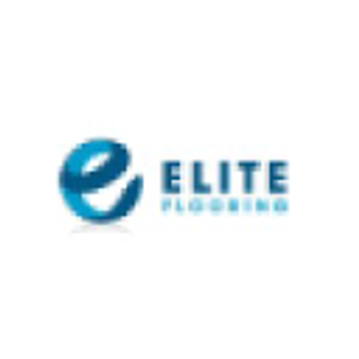 A logo featuring the text Elite Flooring Inc in a blue sansserif font with a stylized blue square icon