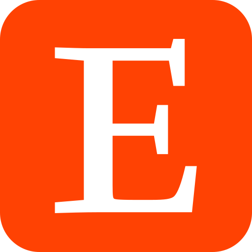 The Elsevier logo is displayed in white against a solid orange background The logo features a stylized E symbol