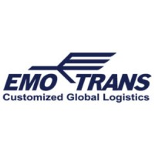 The emotransinc logo depicts a stylized abstract truck with a dark color scheme resembling a stylized emotion