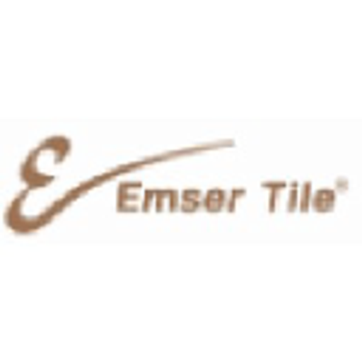 Emser Tile LLC logo features a stylized shield design in shades of gray and blue with the company name prominently displayed