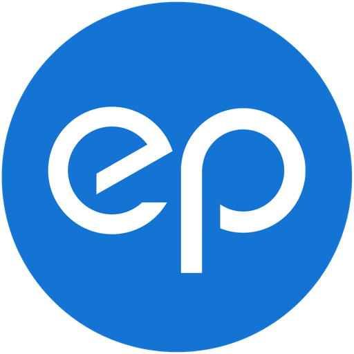 The EP family corporation logo displays the EP initials in a stacked design with a connecting line signifying the companys