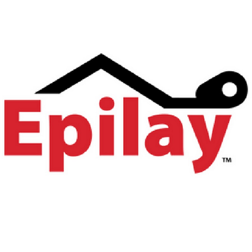 A white logo features the text Epilay Inc in a modern sansserif font against a solid white background