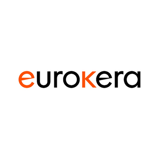 Eurokera logo featuring a stylized keratin molecule design in blue and gray colors representing the companys focus