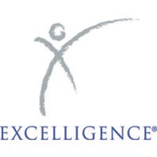 The Excelligence Learning Corp logo features a stylized brain symbol within a circular design representing knowledge and