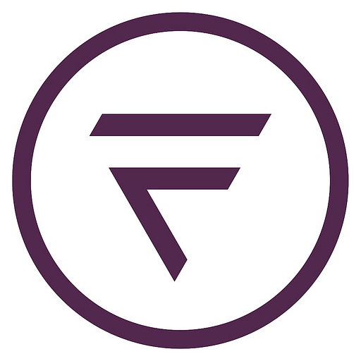 A fanimation logo featuring a stylized fan blade design in a solid purple color with a subtle gradient effect