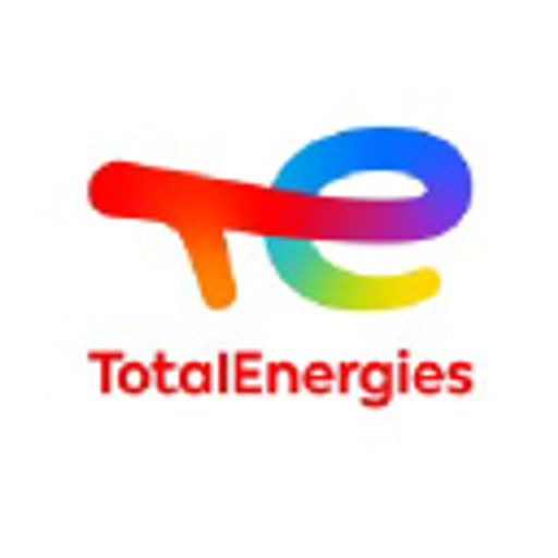 The TotalEnergies logo featuring a blue and yellow stylized flame design represents the companys energy brand