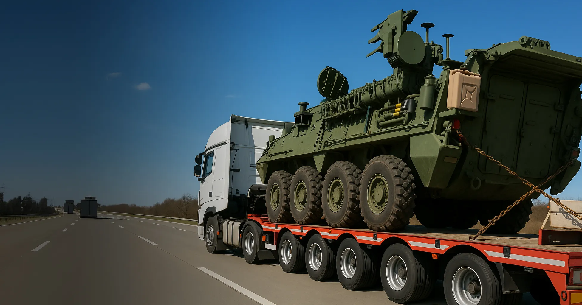 Military convoy on operational terrain