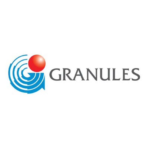 The Granules Pharmaceuticals Inc logo displays a stylized blue water droplet shape conveying purity and precision in