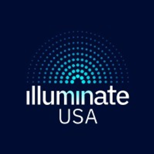 The illuminateusallc logo features a stylized sun graphic with bright yellow rays emanating from its center