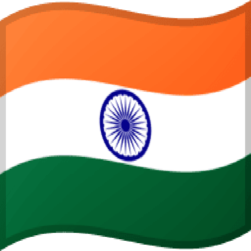 The Indian flag waves proudly with its saffron white and green horizontal bands detailed against a clear blue sky