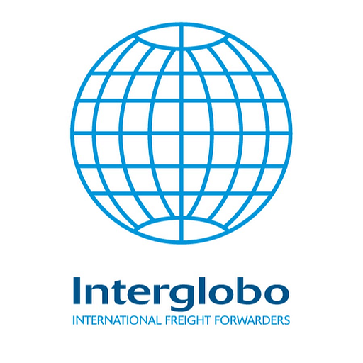 Interglobo logo featuring a stylized globe design in blue indicating North America with a modern graphic style