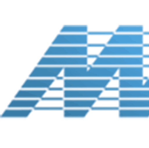 Mack Schuehle AG logo featuring a bold geometric design with interlocking blue and gray stripes in a dynamic pattern