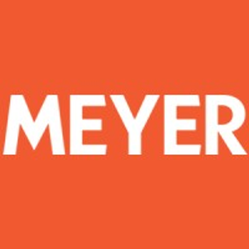 Meyer Corporation logo displays the companys name in a bold font against a solid red background