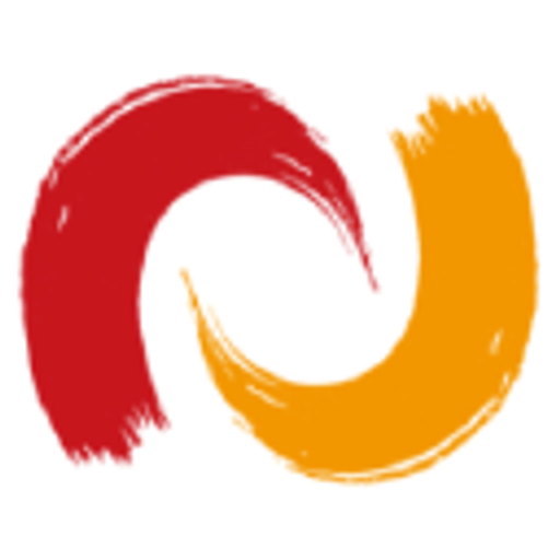 Red and yellow brushstrokes forming a dynamic swirl representing the Newell PSN LLC logo a modern and energetic brand mark