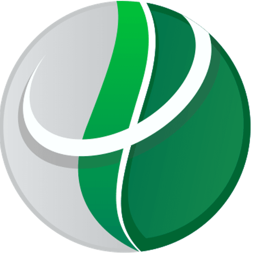 A stylized green logo features a prominent leaf shape with a white inner outline representing Plasene Incs brand identity