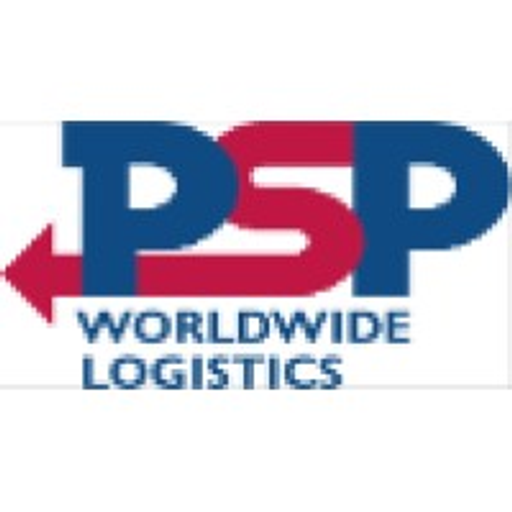 PSP Logistics Inc logo features a stylized red and black arrow within a blue square representing delivery and logistics