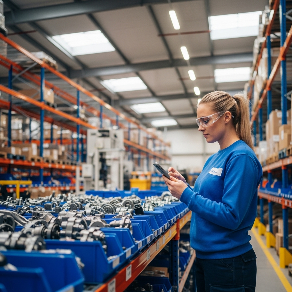 Field technician receiving supply parts