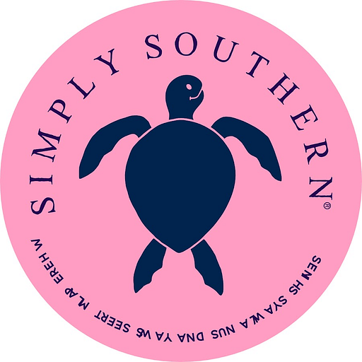 A black turtle logo for Simply Southern featuring a vintagestyle design with a distressed effect and subtle shading