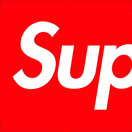 Supremes iconic Source and Supply logo features the brands recognizable red and white typography against a white background
