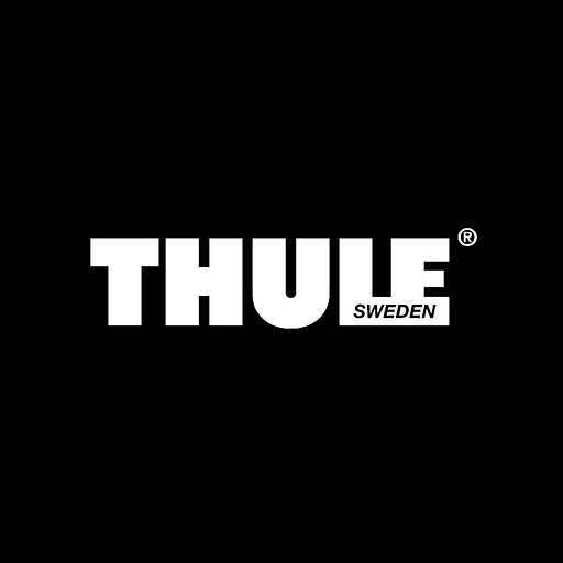 Thule Inc logo featuring a stylized mountain peak and the brand name in bold lettering against a white background