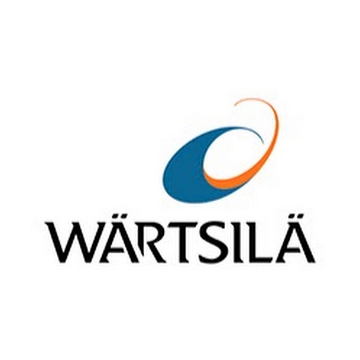 Wartsila energy storage logo features a blue and orange curved shape symbolizing innovation and sustainable energy solutions